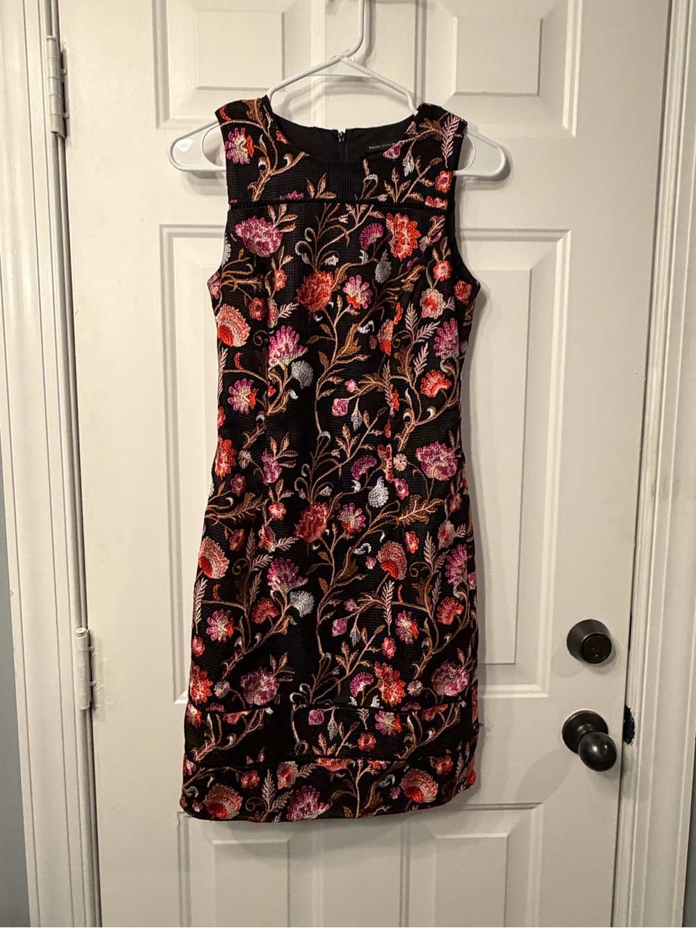 White House Black Market Black Floral Embroidered Shift Dress